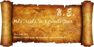 Mátyás Erzsébet névjegykártya